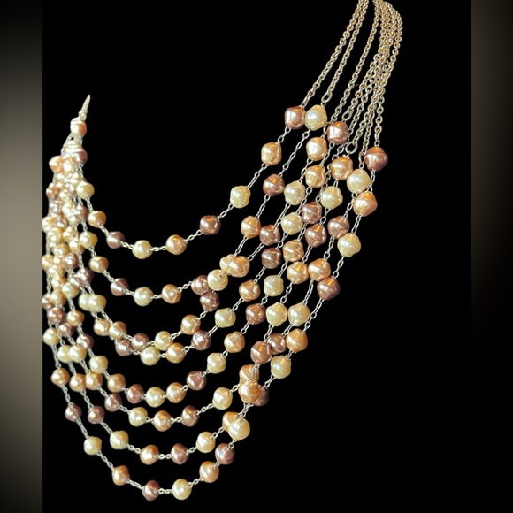 3 Piece Bundle Vintage Pearl & Beige Aurora Borealis Necklace/Bracelet (t15) - Picture 8 of 14